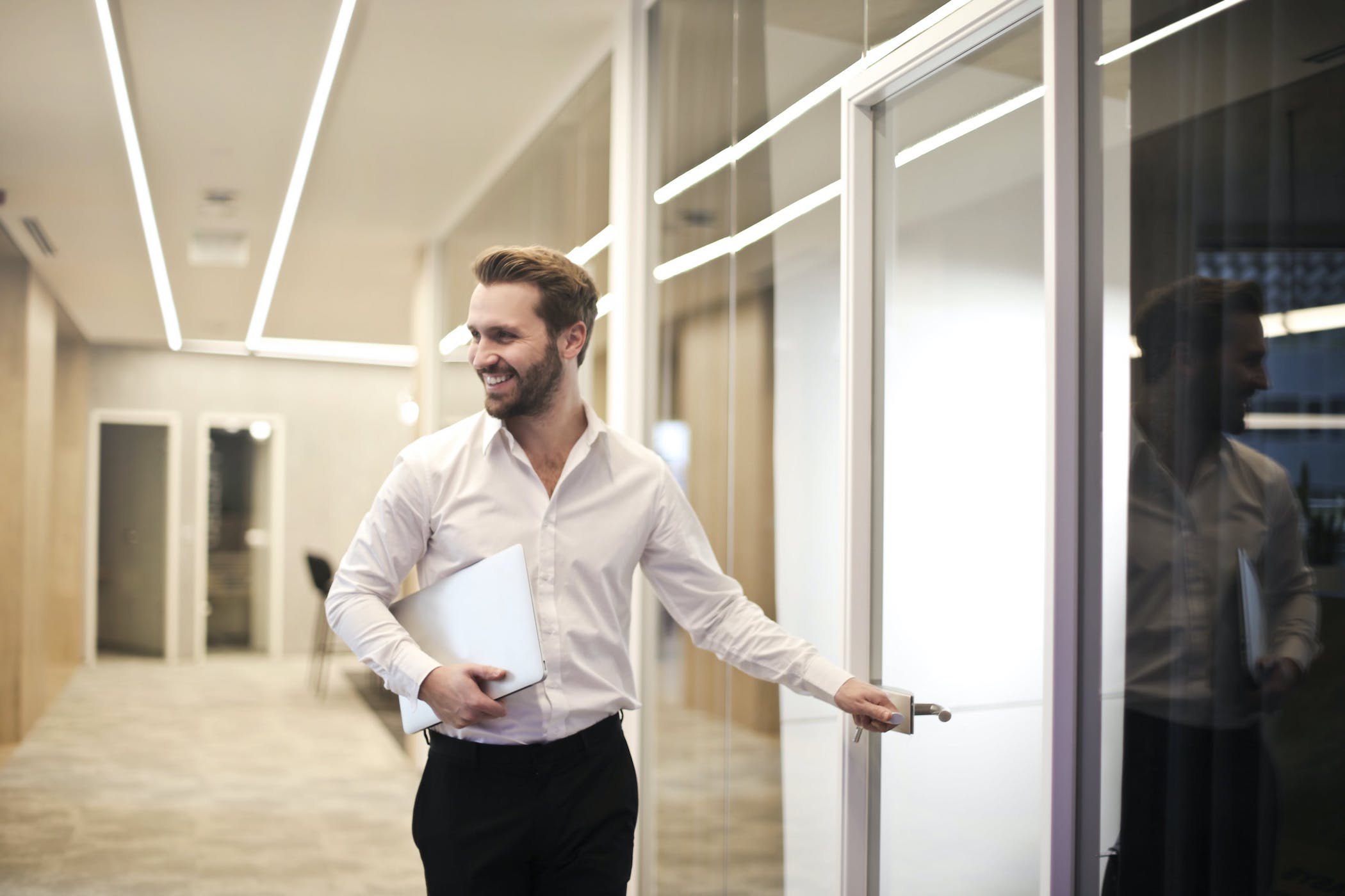 Property manager with a computer in his hand